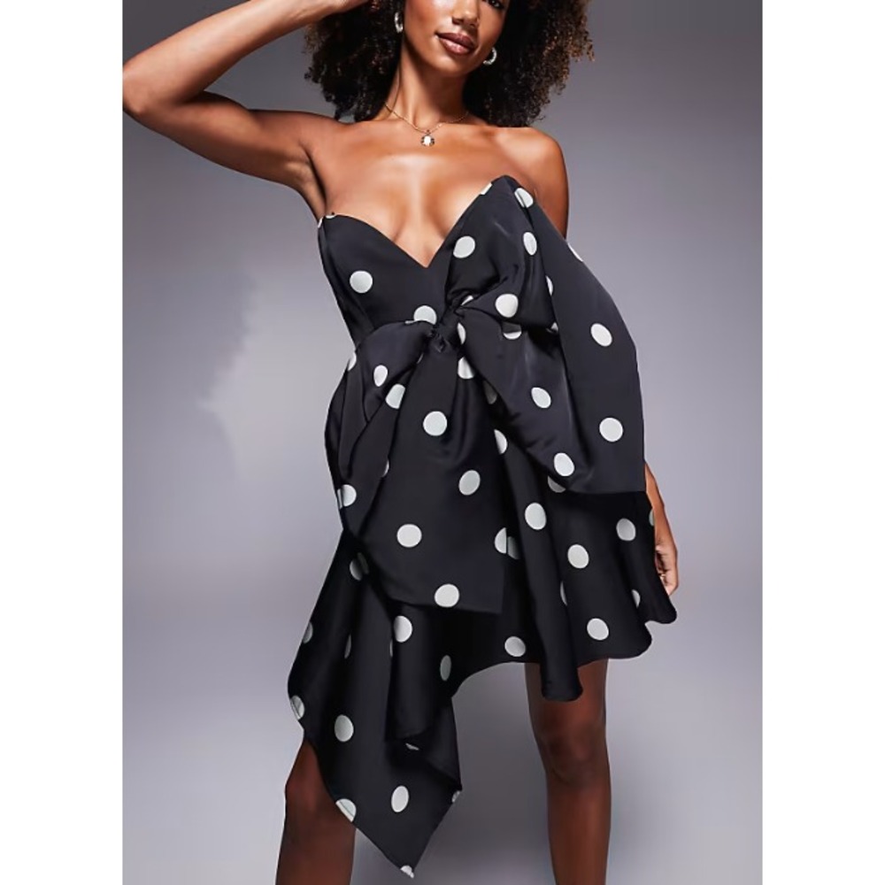 Bardot Black and White Polka Dot Mini Dress